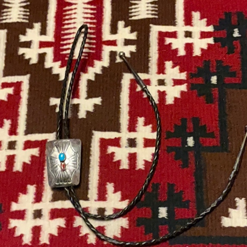 Silver and Turquoise Bolo Tie